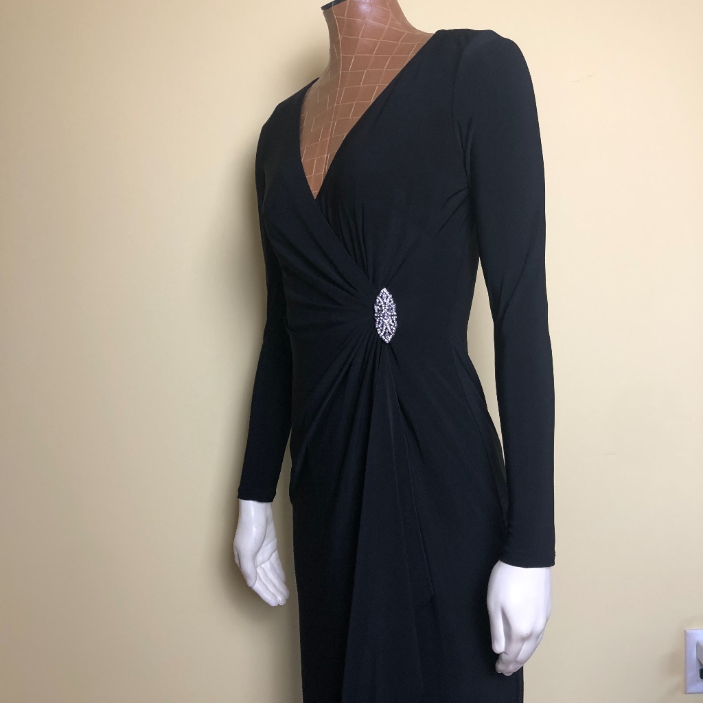 特価！Ralph Lauren 豪華ベルベット Velvet Tie-Neck Dress 黒 Lauren Ralph Lauren Tie-Neck Velvet Dress Womens 8 Black A